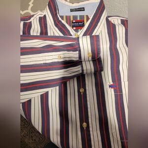 Bugle Boy Men's Navy and White Striped Shirt